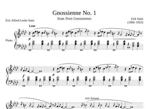 نت پیانو gnossienne no 1 از erik satie