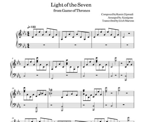 نت پیانو light of the seven