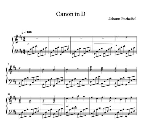 نت پیانو canon in d