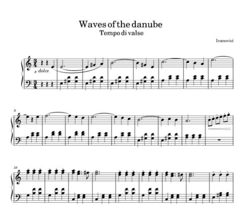 نت پیانو waves of the danube