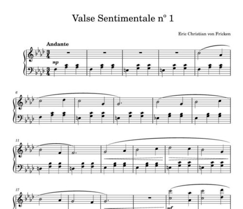 نت پیانو valse sentimentale no 1