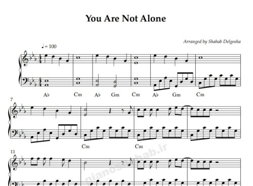 نت پیانو you are not alone