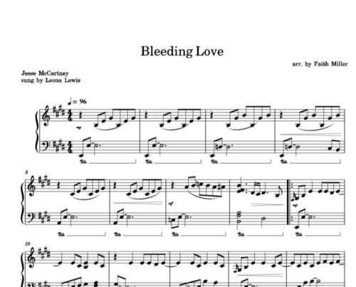 نت پیانو bleeding love