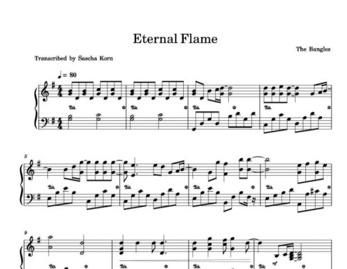 نت پیانو eternal flame