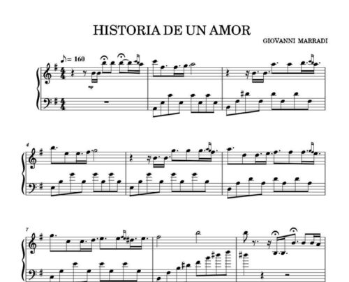 نت پیانو historia de un amor