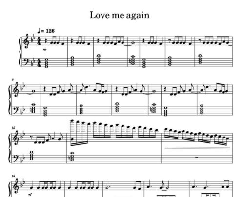 نت پیانو love me again john newman