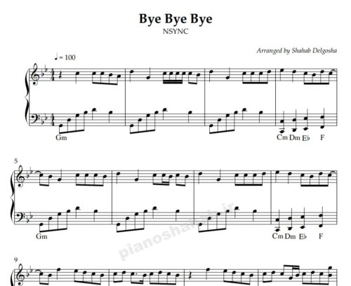 نت پیانو Bye Bye Bye