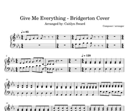نت پیانو give me everything bridgerton