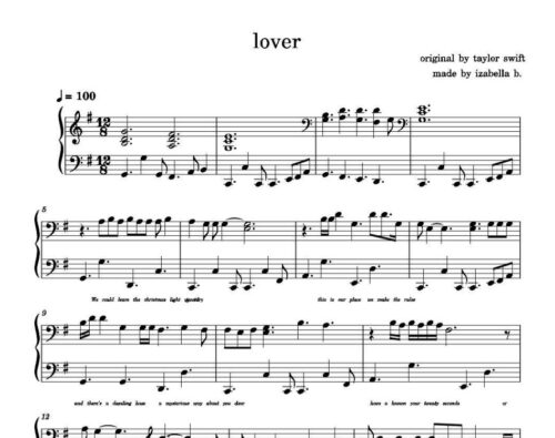 نت پیانو Lover Taylor Swift