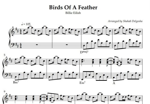 نت پیانو Birds Of A Feather