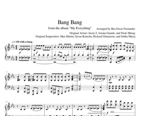 نت پیانو bang bang