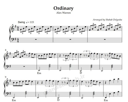 نت پیانو ordinary