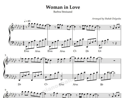 نت پیانو woman in love
