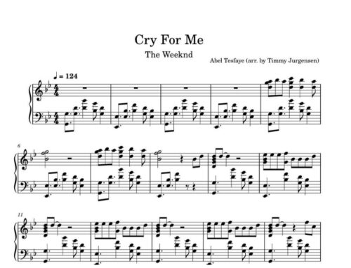 نت پیانو cry for me
