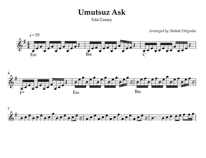 نت ویولن Umutsuz Ask