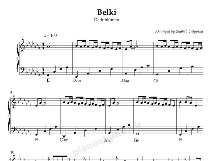 نت پیانو belki dedubluman