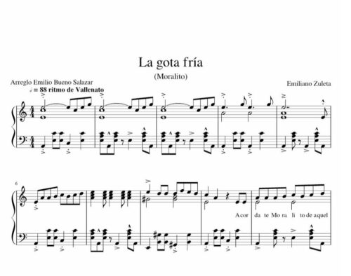 نت پیانو la gota fria