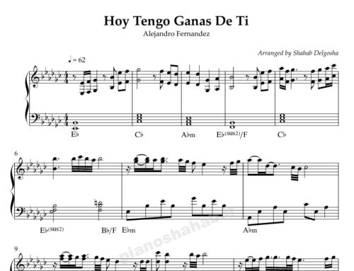 نت پیانو Hoy Tengo Ganas De Ti