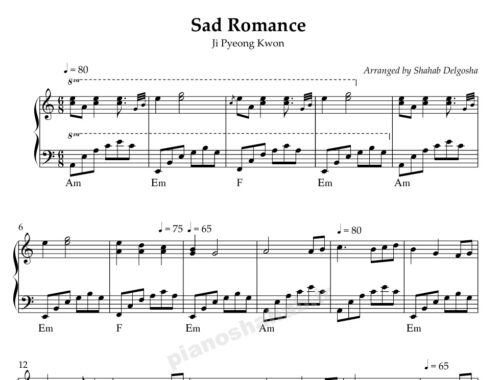 نت پیانو Sad Romance