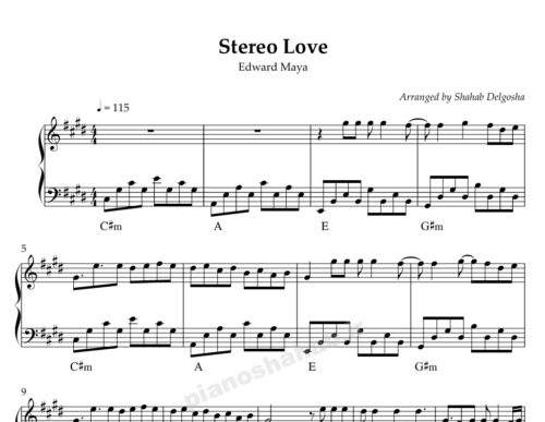 نت پیانو Stereo Love