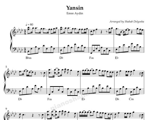 نت پیانو Yansin